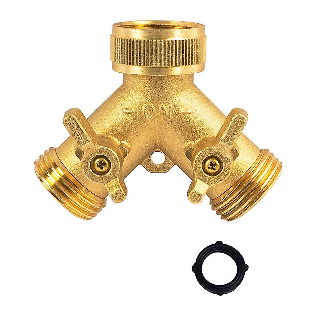 Brass Garden Hose Splitter (2 Way), Solid Brass Hose Y Splitter 2 Valves