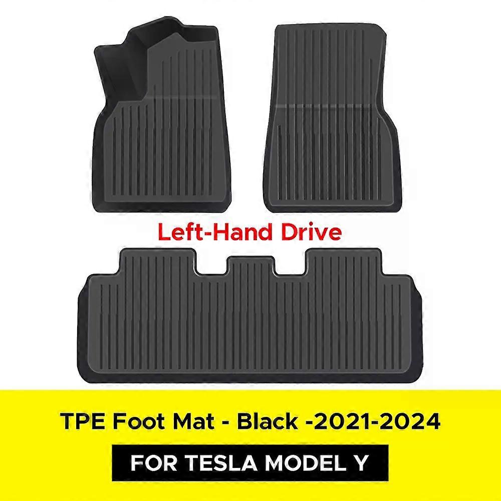 For Tesla Model Y 2021-2024 Floor Mat Left and Right Hand Drive TPE Carpet Waterproof Weather-resistant Foot Pads Mats