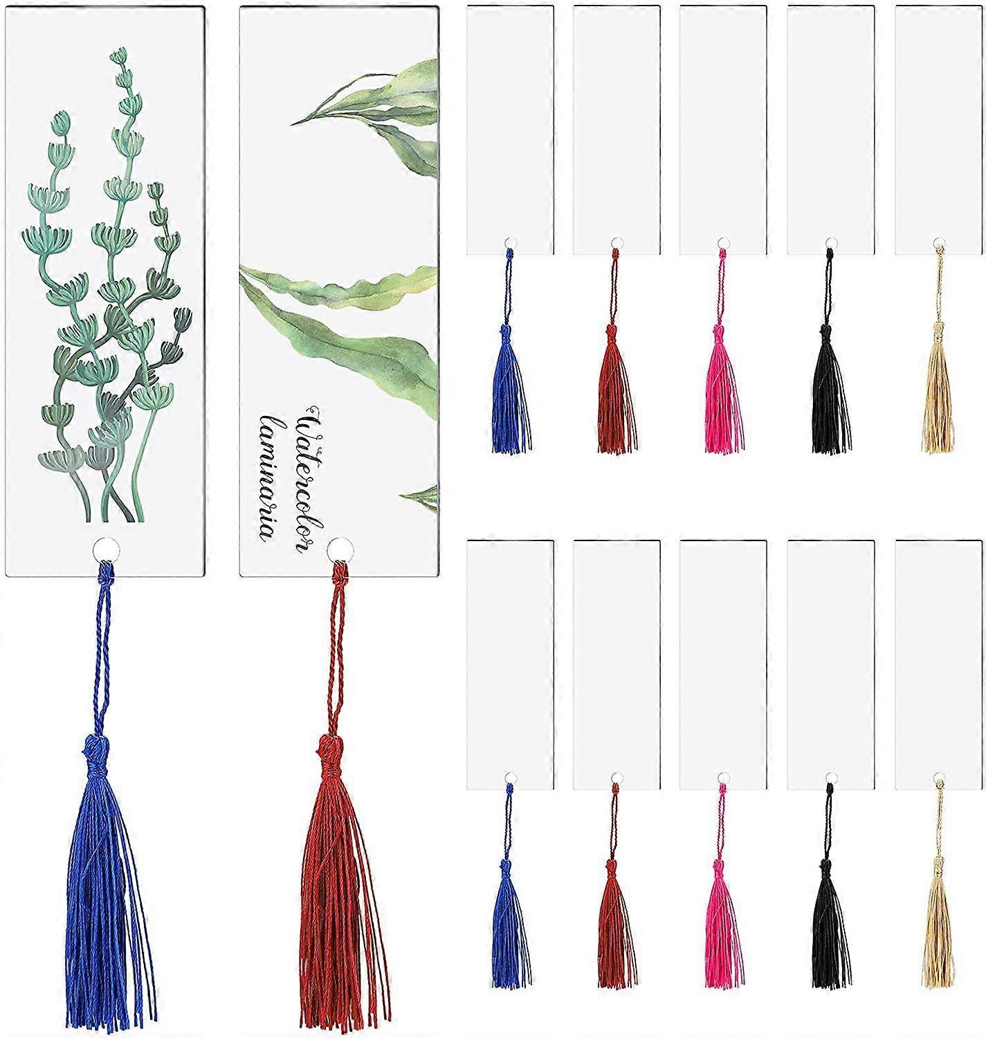 40pcs blank transparent acrylic bookmark set rectangular DIY mini tassel bookmark board