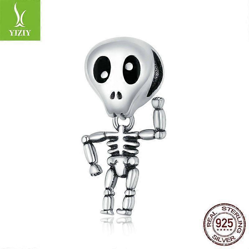 Halloween skull man sterling silver beads