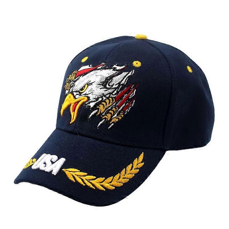 Dark Navy Blue American Baseball Cap - Adjustable One-Size, 6-Panel, Curved Bill