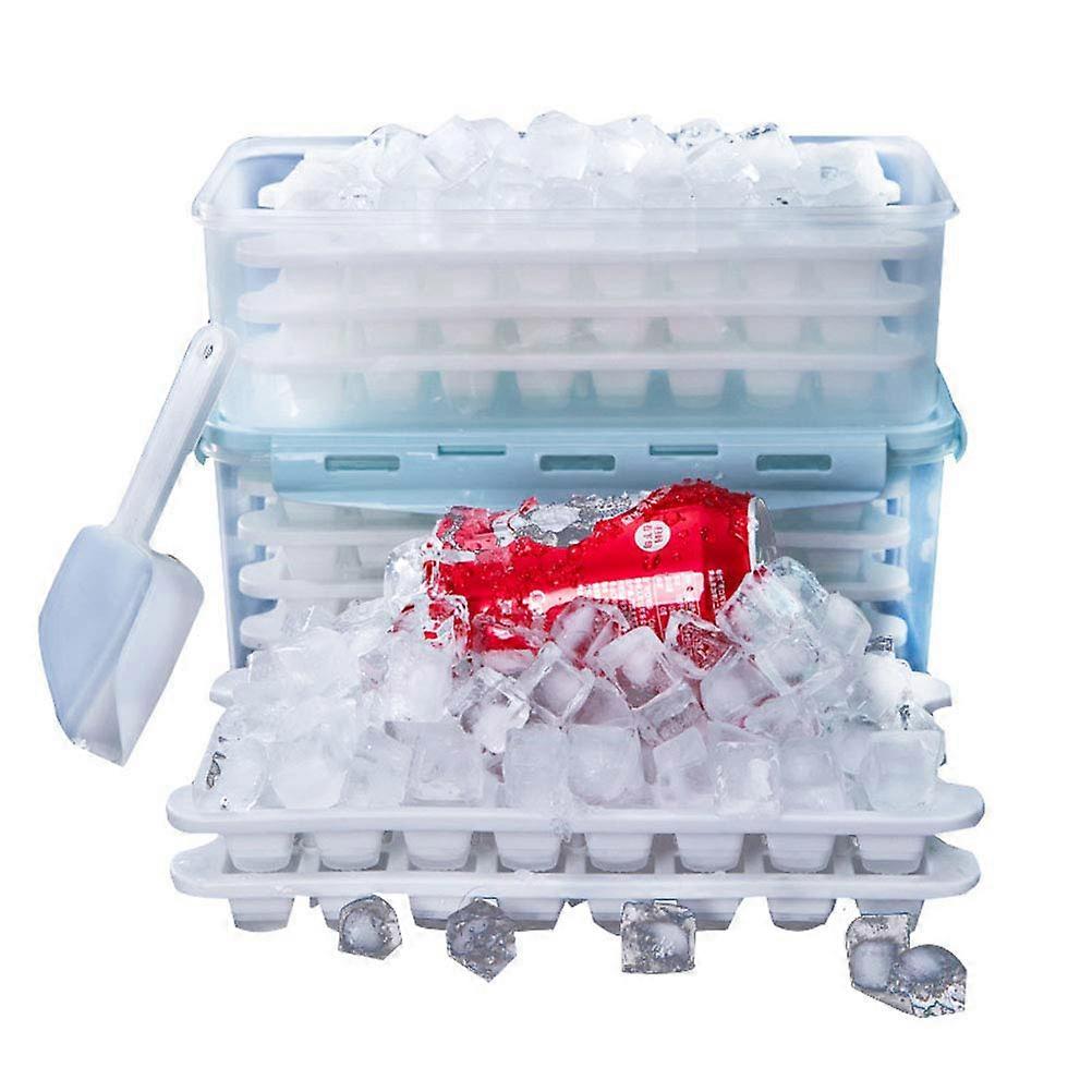 128 Cube Ice Tray Set Silicone Freezer Mold Storage Container for Freezer Storage