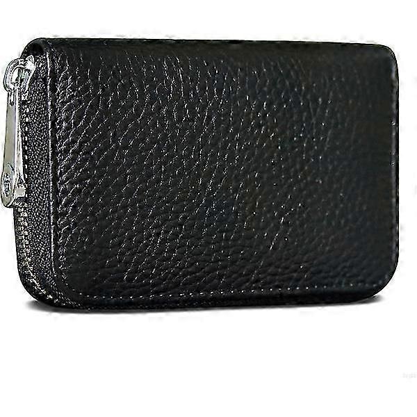 Credit Card Holder RFID Blocking Genuine Leather Mini Credit Card Case with Zipper