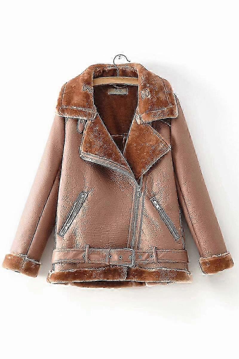 Kvinnor Fårskinn Läder Coat f26