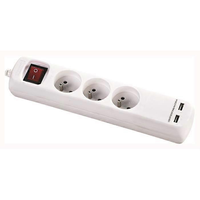 VOLTMAN 3-outlet power strip with 2 USB ports