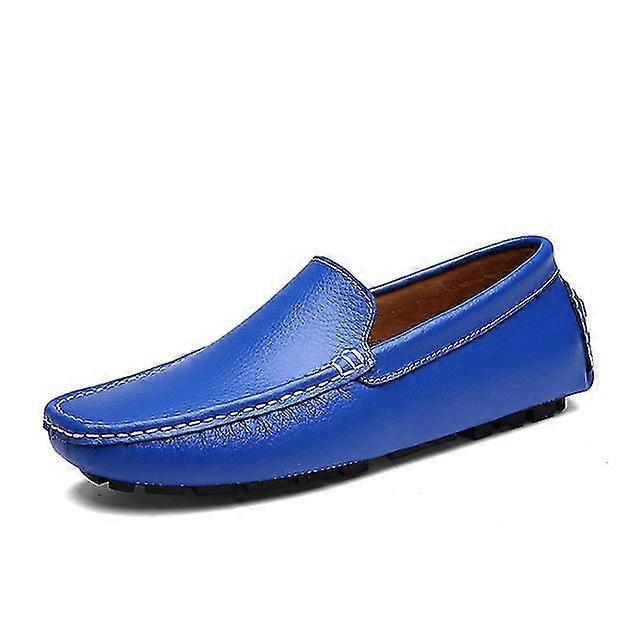 Γνήσιο δέρμα Ανδρικά Loafers Moccasins Blue Men Driving Shoes Big Size 38-47 Ιταλικά Loafers Παπούτσια Γάμος Casual Παπούτσια