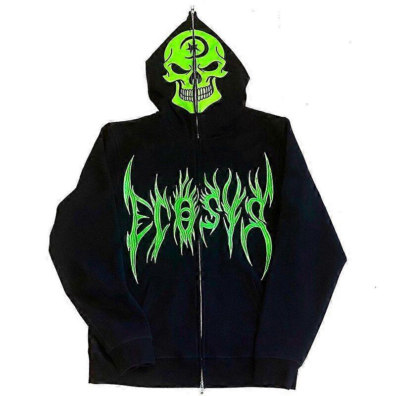 المتضخم جمجمة الأزهار طباعة منمقة هوديي الرجال الرجعية ملابس الشارع القوطية Harajuku Y2k البوب قميص من النوع الثقيل سقوط سترة الجرونج