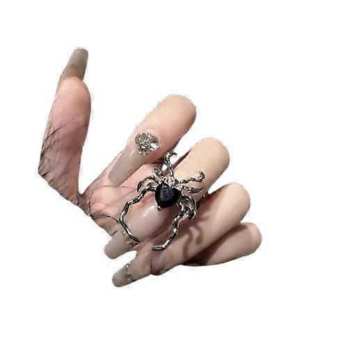 القوطية غير المنتظمة الأسود كريستال شبكات العنكبوت خاتم للنساء الداكن الهيب هوب الشرير فتح خواتم الإصبع هالوين هدايا المجوهرات