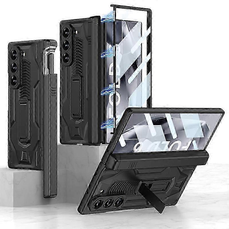 For Samsung Galaxy Z Fold 6 Case Hinge Protection, Built-in Screen Protector, Kickstand & S Pen Holder Magnetic All-Inclusive Case