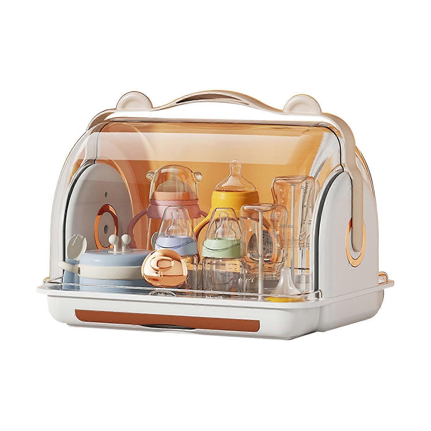 Portable Baby Bottle Drying Rack Storage Box Organizer with Anti Dust Cover Vertical Nursing Bottle