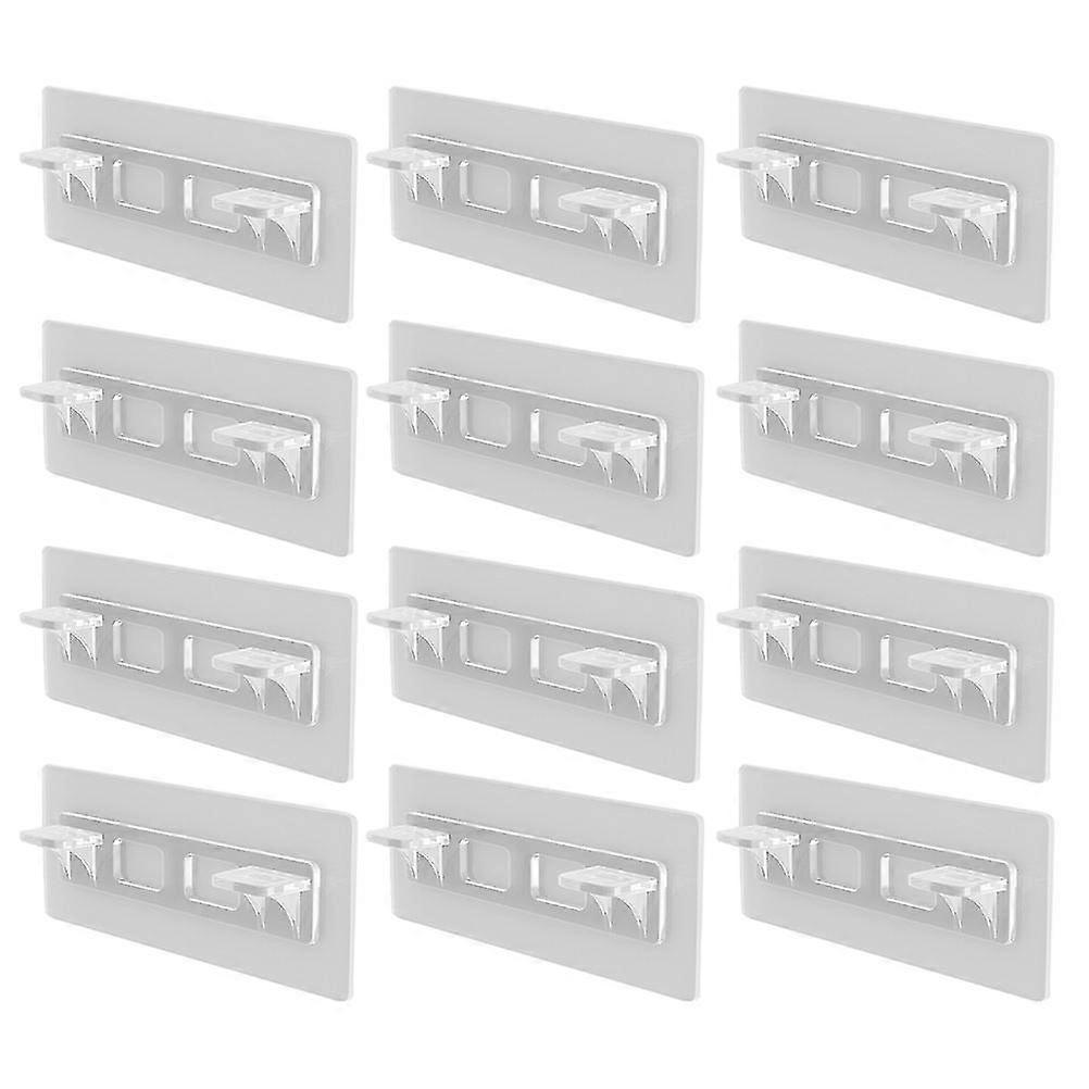 12 Pcs White Shelf Brackets, Adhesive Cabinet Clips for Bookcase Support, Heavy Duty Shelf Holders