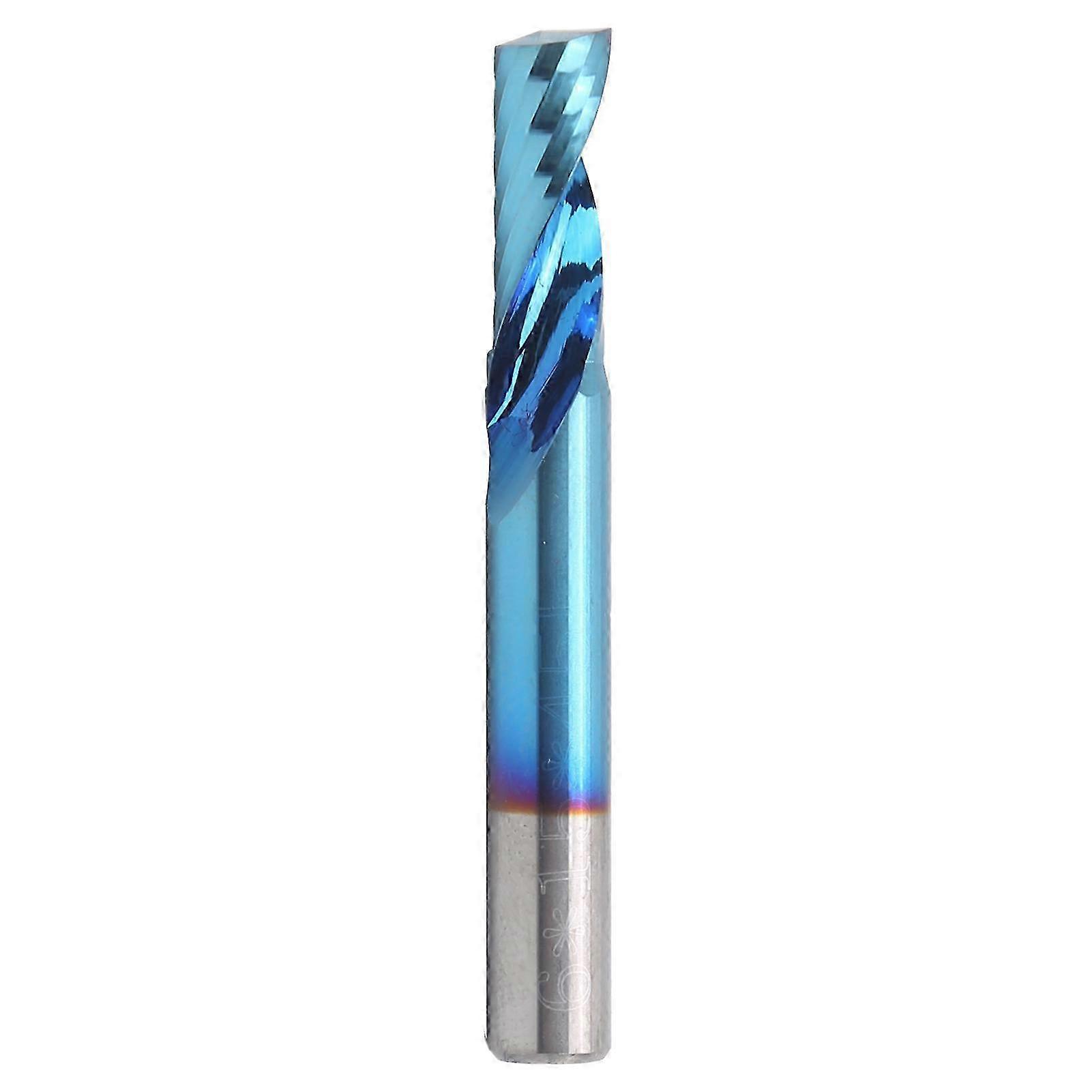 Spiral Milling Cutter Single Blade Tungsten Steel Blue Plating CNC Tools 6x15x50