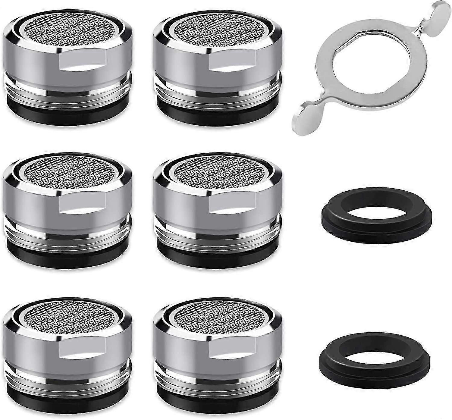 M24 Faucet Aerator,6pcs Water Saving,Stainless Steel and ABS Filter,Include 8 Gaskets,1 Chrome Wrench