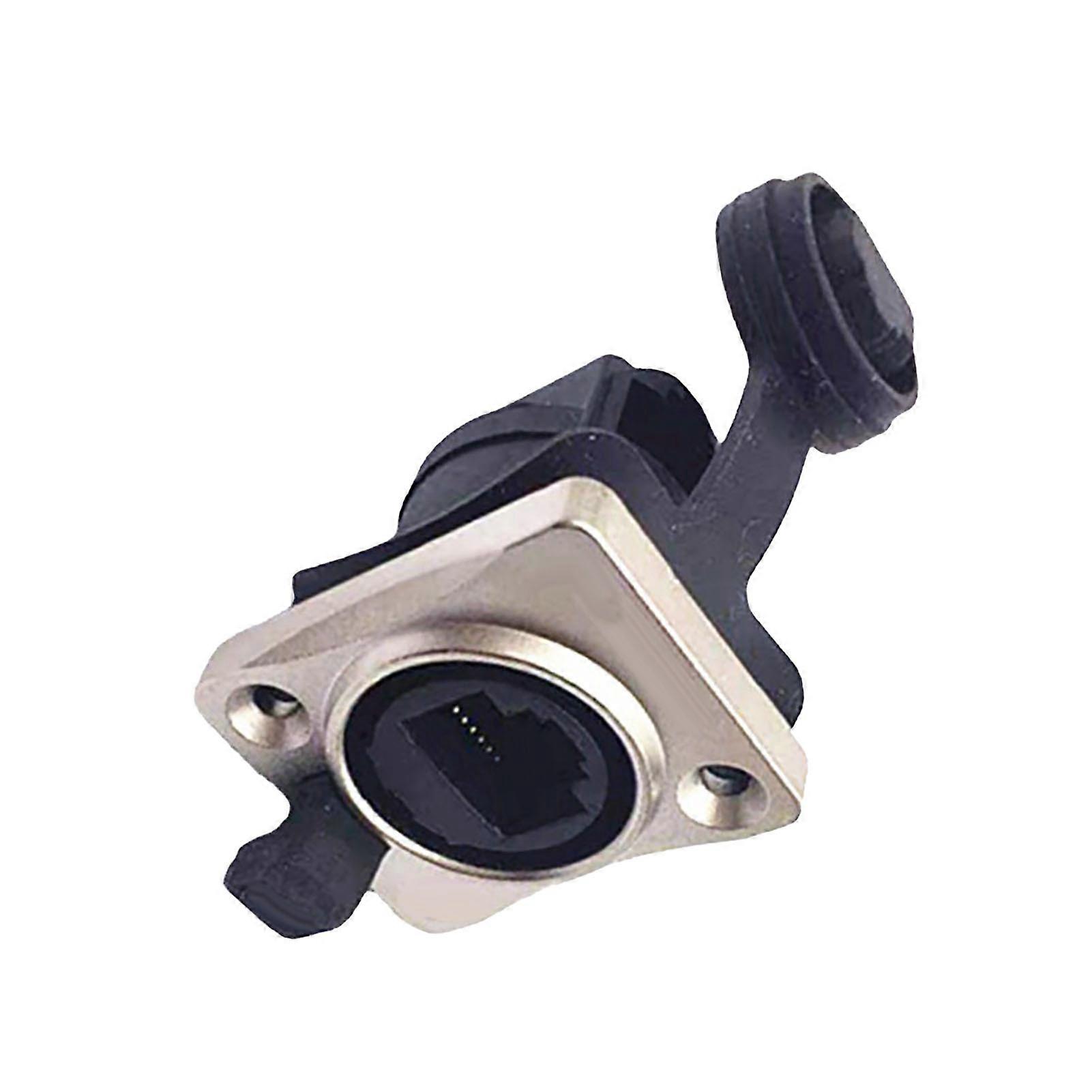 90° Waterproof Panel Mount Connector Silver Copper Network Socket