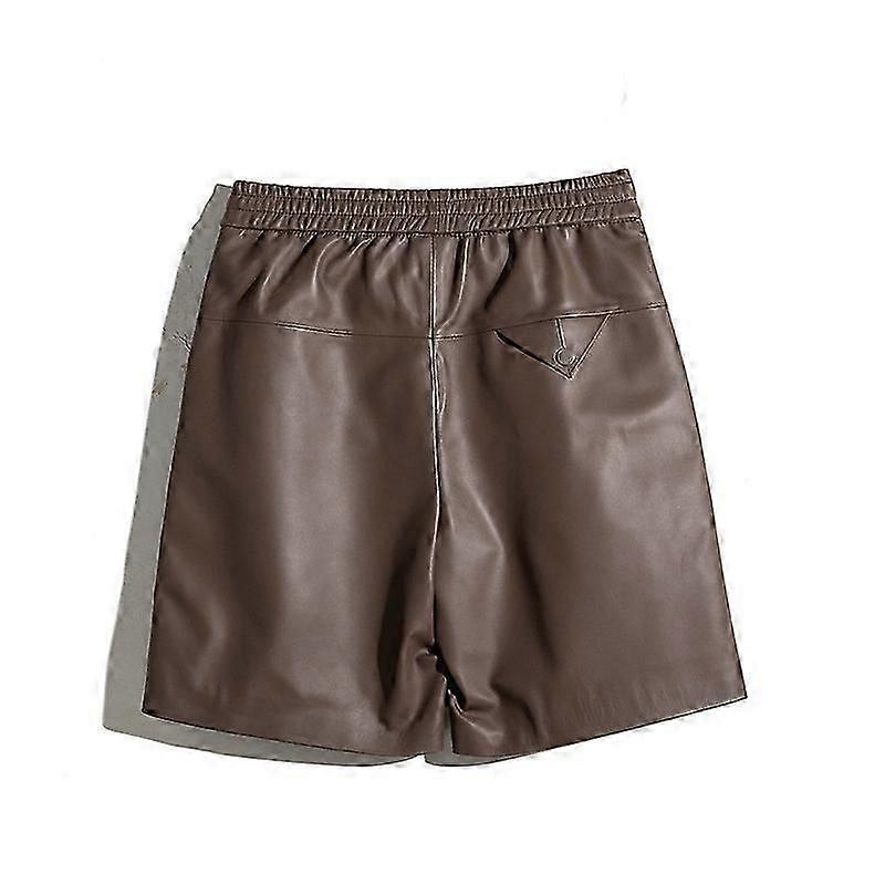 Womens Shorts Trendy High Waisted Genuine Leather Look Stretchy Jean Shorts Short Denim Pants with Pockets Comfy