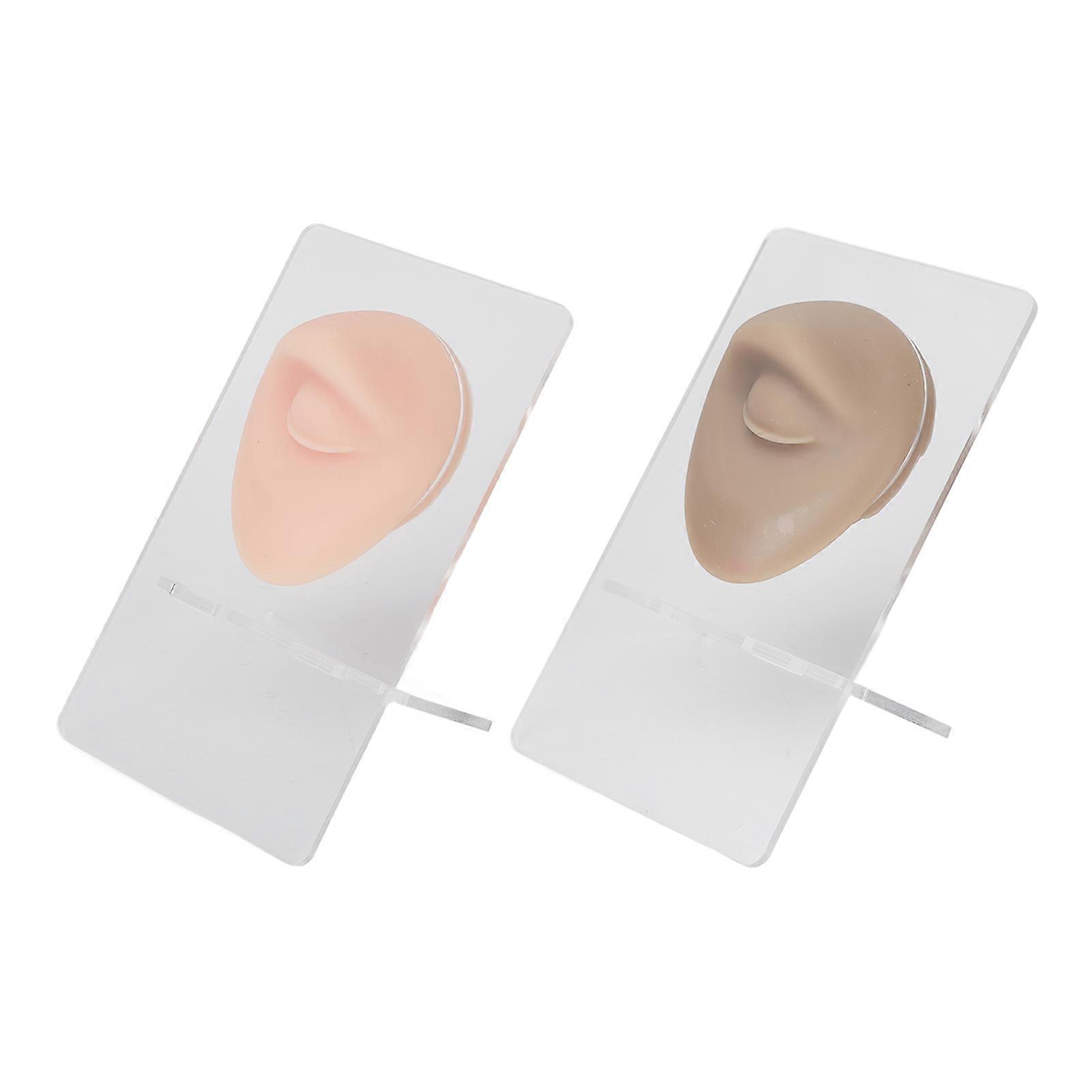 2 Set Silicone Eye Eyebrow 3D Simulated Eye Model with Stand for Piercing Practice Jewelry Display