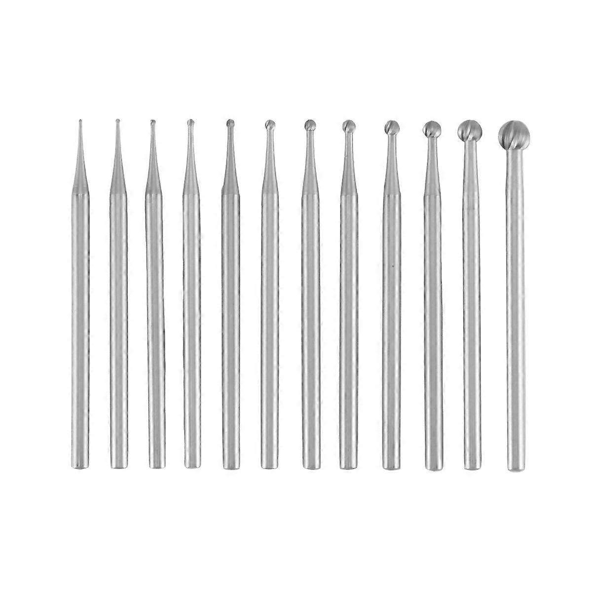 12Pcs Round Shape Ball Burr Set - 3/32Inch Shank Jewelry Making Burs Round Ball Shape Engraving Bits