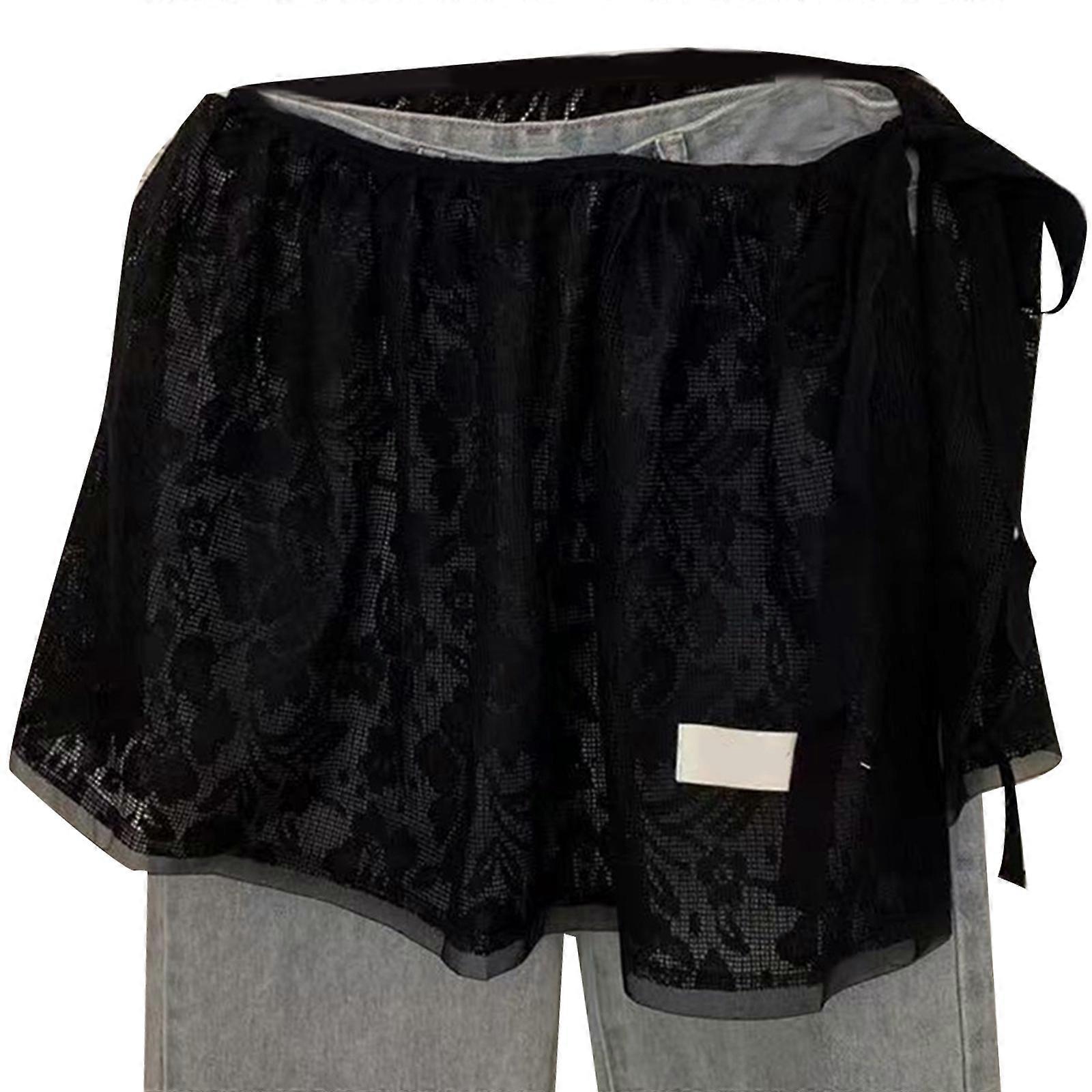 Korean Flower Lace Layered Wrap Skirt Hip Scarf for Women