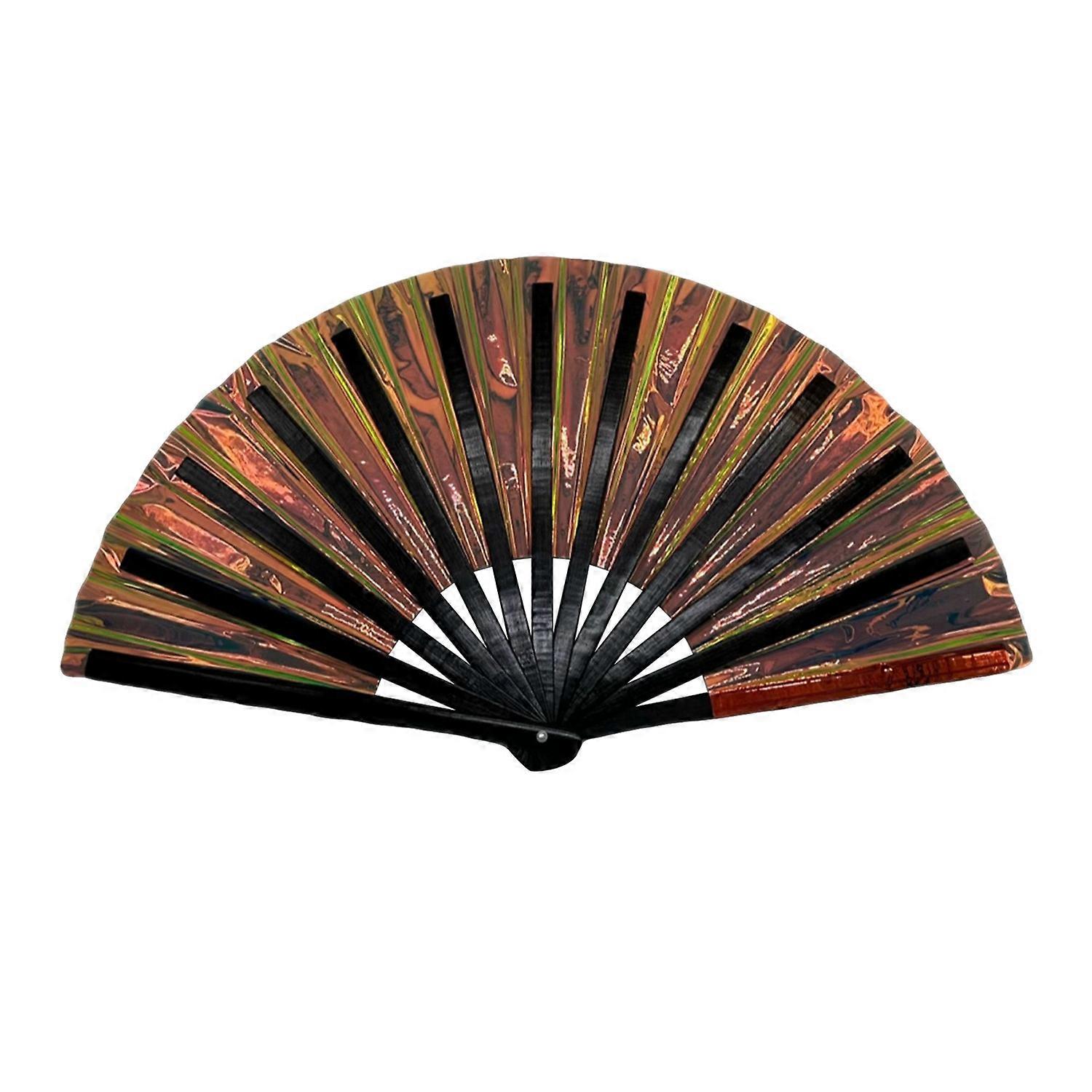 Holographic Folding Fan Portable Iridescent PVC Hand Fan Rainbow Summer Hand Held Fan Decoration