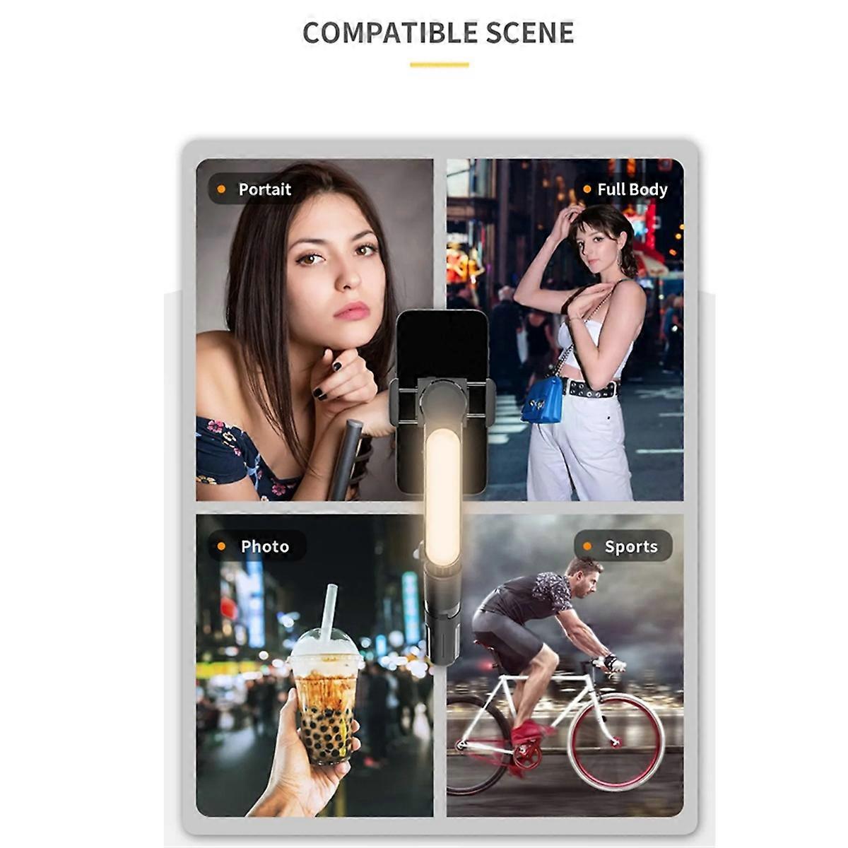 Handheld Gimbal Stabilizer Bluetooth Selfie Stick Holder Black