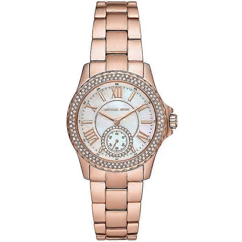 Michael Kors Mini Everest Mk7364 女士手表 - 玫瑰金色,珍珠母贝表盘