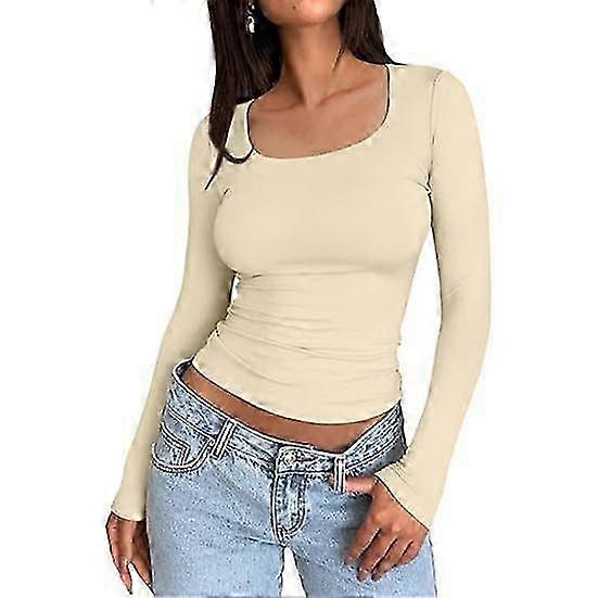 Women's Scoop Neck Long Sleeve Slim Pullover Top
