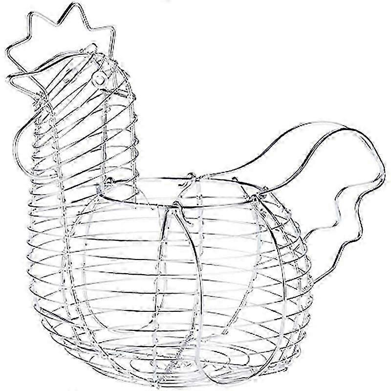 Metal Wire Egg Baskets compatible with Eggs, Chicken Shaped Egg Holder, Rustic Round Baskets Gathering Egg with