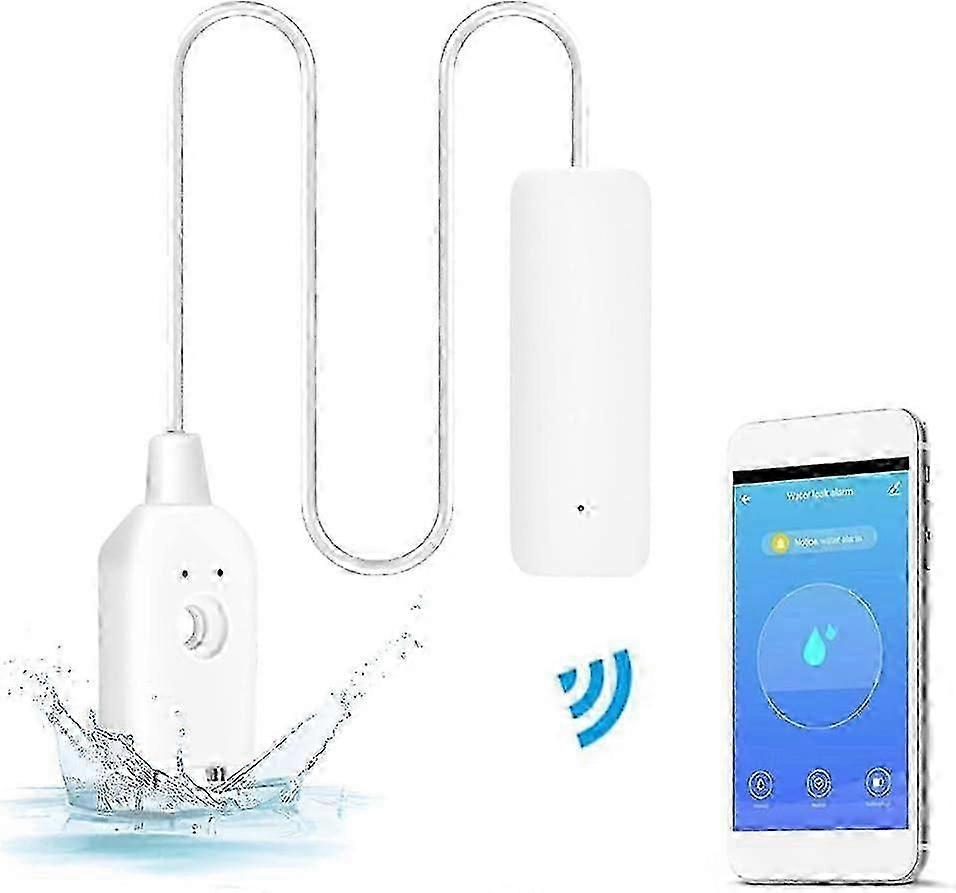 Water Alarm Sensor, WiFi Water Leak Detector, Overflow Flood Leakage Alerts, Remote Monitoring Leaker for Water Heater Basement Sewage Pump, TUYA/Smar