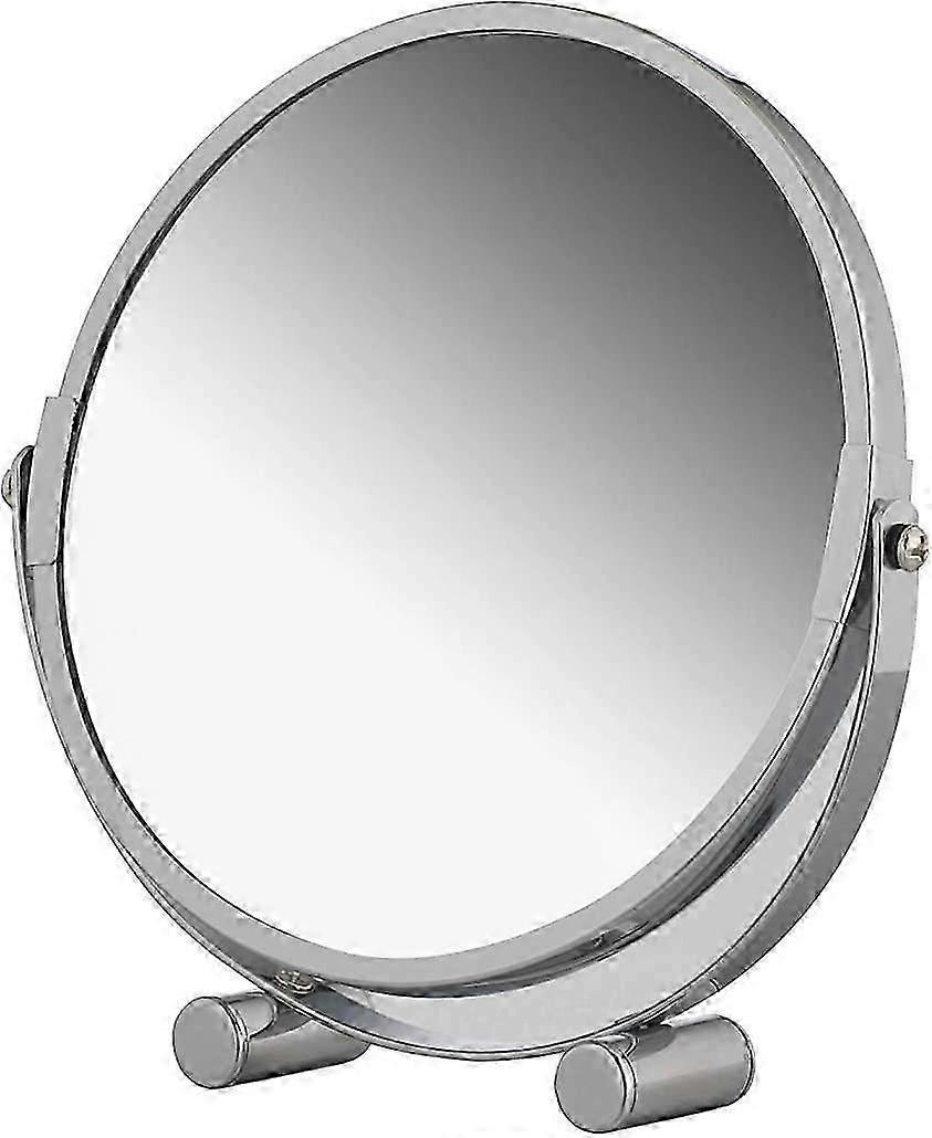Free Standing Swivel Magnifying Mirror, Portable Chromed Metal Cosmetic Vanity Mirror with up to 3x Magnification,Double-sided Make Up Mirror, Bathroo