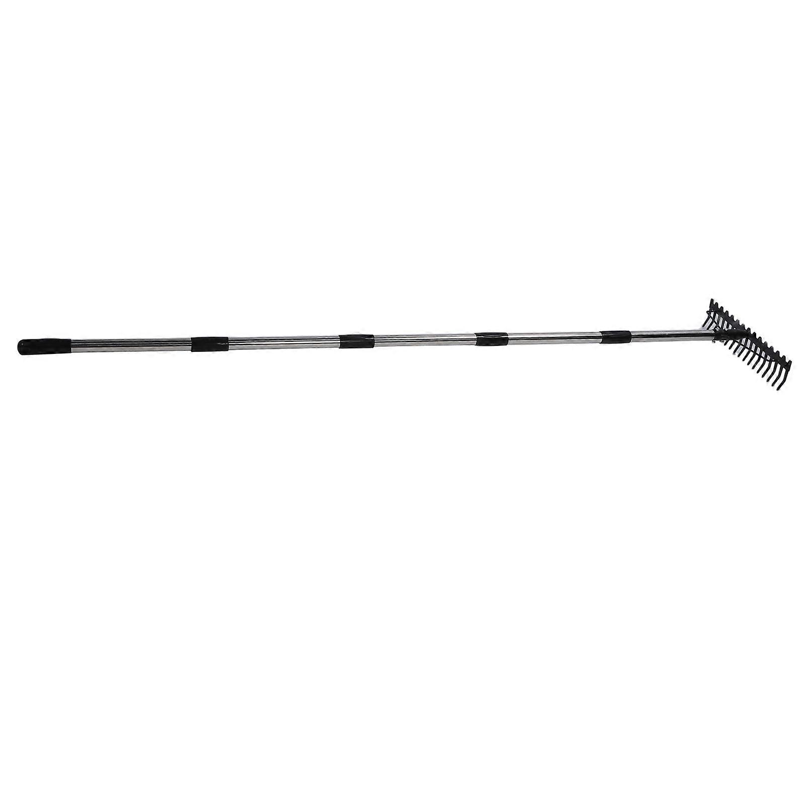 Garden Rake 17 Tines Multifunctional Adjustable Detachable Metal Head Rake Tool for Loosening Soil Gathering Leaf 5 Section