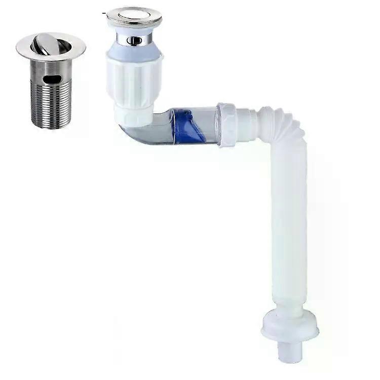 Deodorant Washbasin Water Pipe-D White Flap,No Basket,Overflow