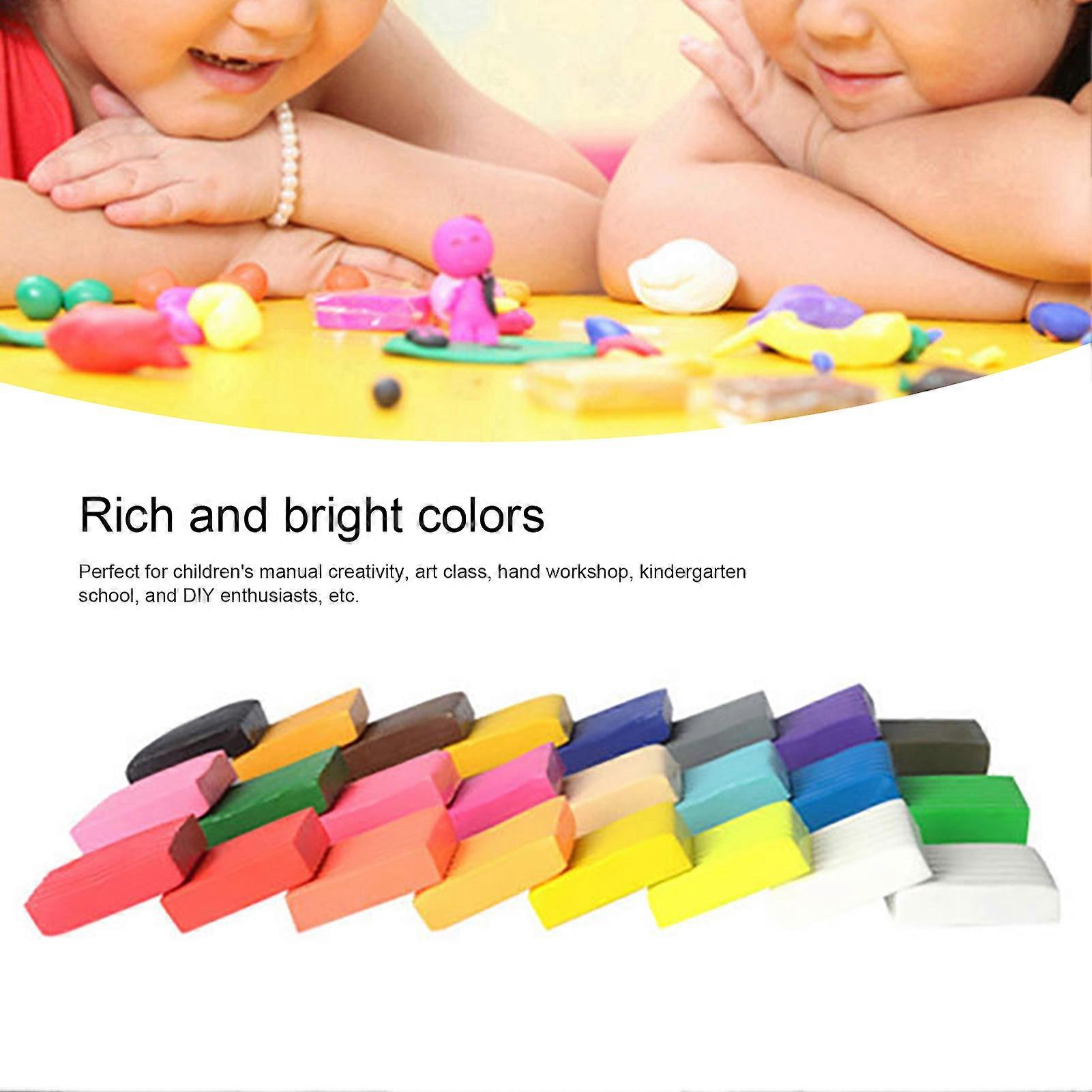 キッズモデリングクレイ24鮮やかな色半透明の手の目のコーディネーション教育用ツール付きキッズクレイDIY24色、14個ツール、アクセサリー