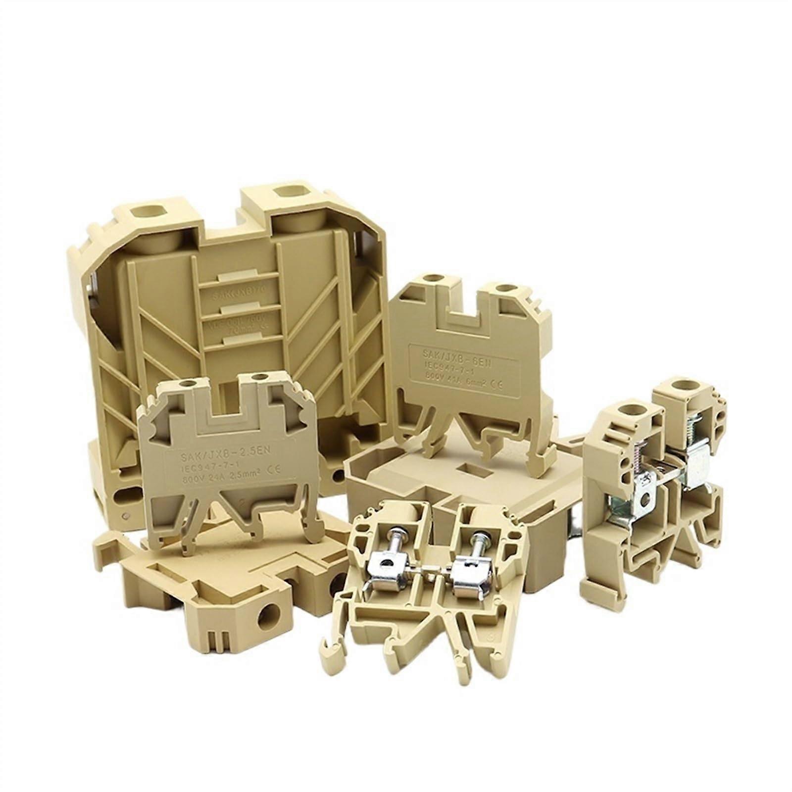 10PCS DIN Rail Terminal Block SAK 2.5/4/6/10/16/25/35 EN Screw Connection Electrical Connector 20-2 AWG SAK10EN
