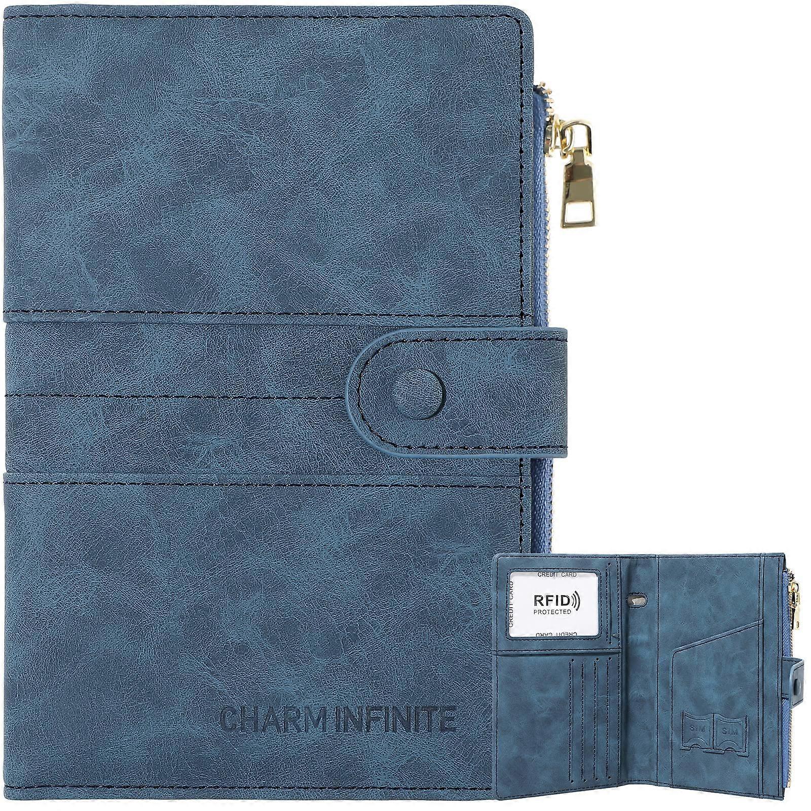 Passport Holder Passport and Card Holder Combo, Leather Passport Holder Wallet with Card Slots and Zipper Pocket