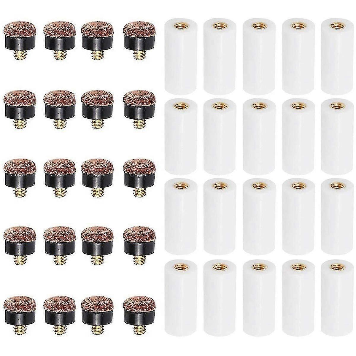 20sets Billiard Cue Tips With Pool Cue Stick Ferrules 12mm Billiard Screw-on Tips Replacement