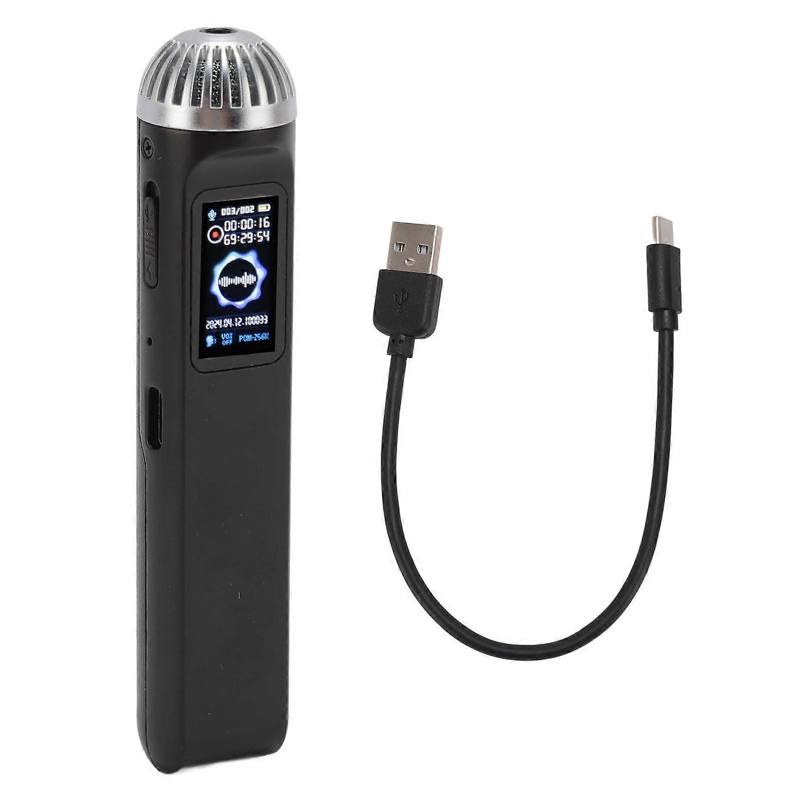 Recorder with Dual Microphone HiFi Lossless Playback DSP Noise Reduction E Book Reading Voice Activated Recording Device for Meetings Interviews