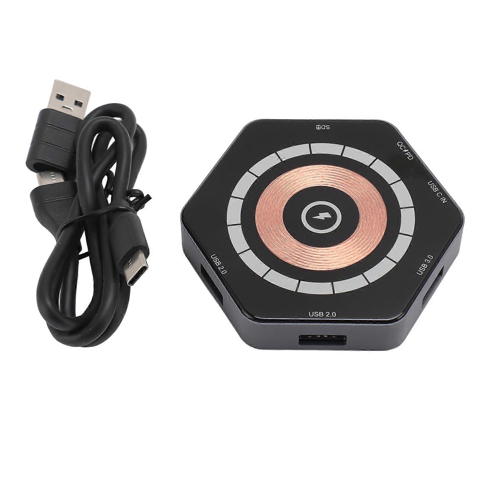 Type C Hub Professional Efficient High Speed Multi Ports PD Storage Card Slot USB3.0 Docking Station with Wireless Charging