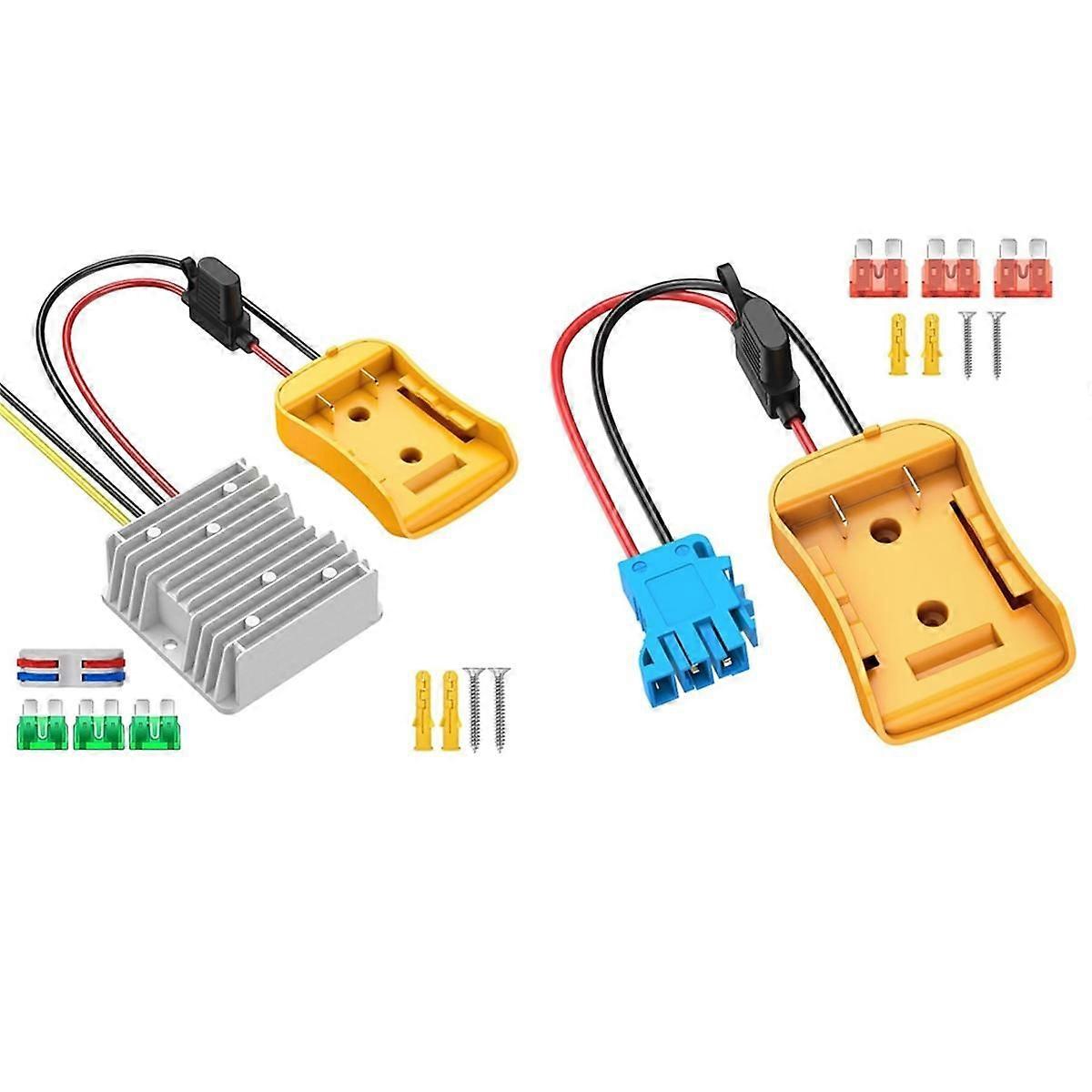 1 pakiet konwertera 20 V na 12 V do 20 V + 1 zestaw adapterów kół napędowych