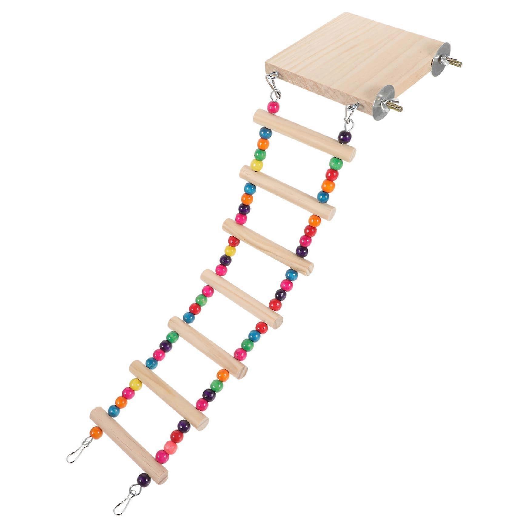 Bird Climbing Step Ladder Toy - Wooden Parrot Playset with Platform for Bird Cage, Durable and Safe for Small Birds