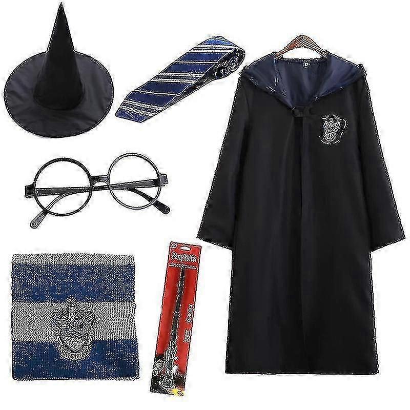 6pcs/set Harry Potter Cosplay Magic Wizard Fancy Dress Cape Cloak Hogwarts School Costume BZSM