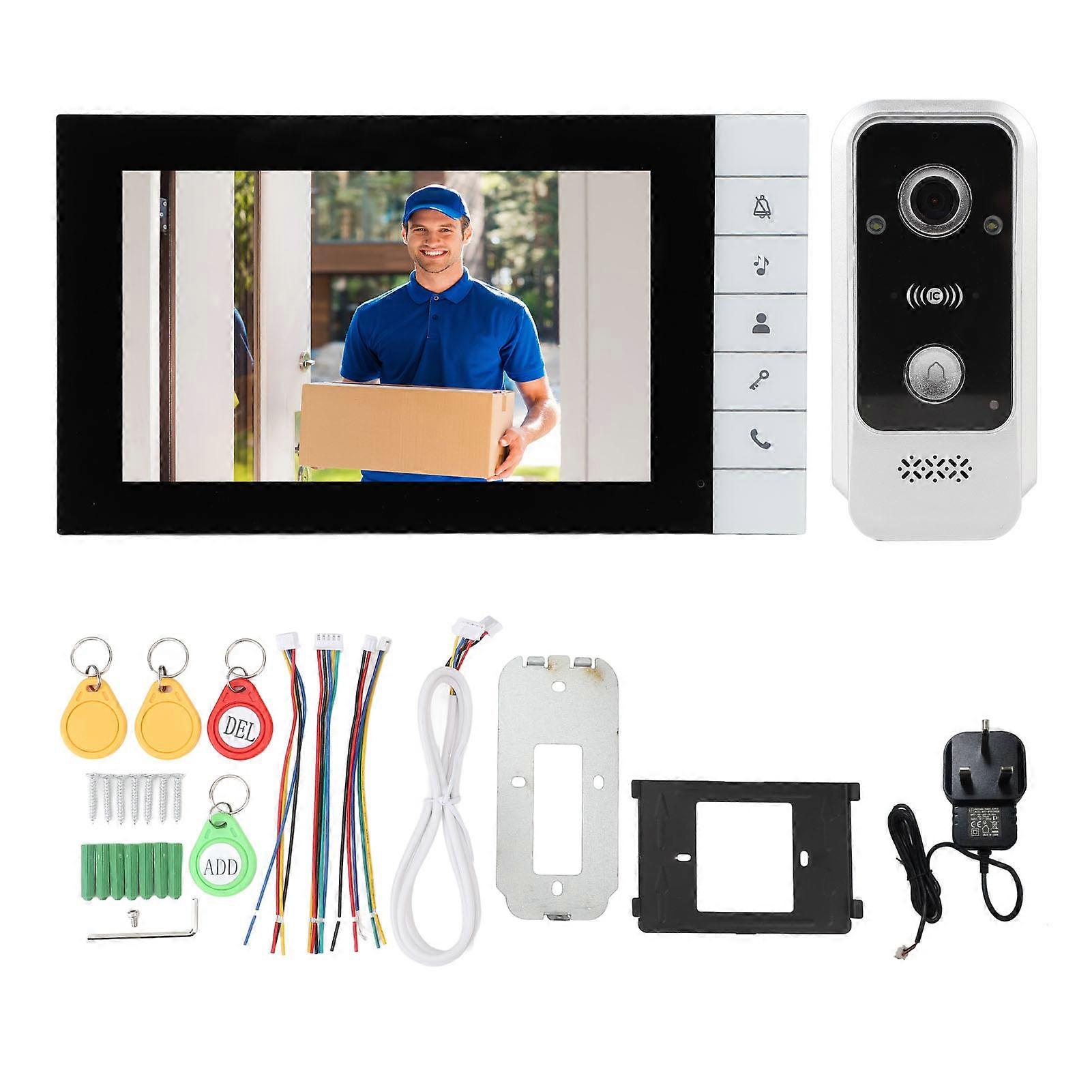 7" trådbundet videodörrklockans intercom-system - HD-pekskärm, mörkerseende, IP65 vattentät