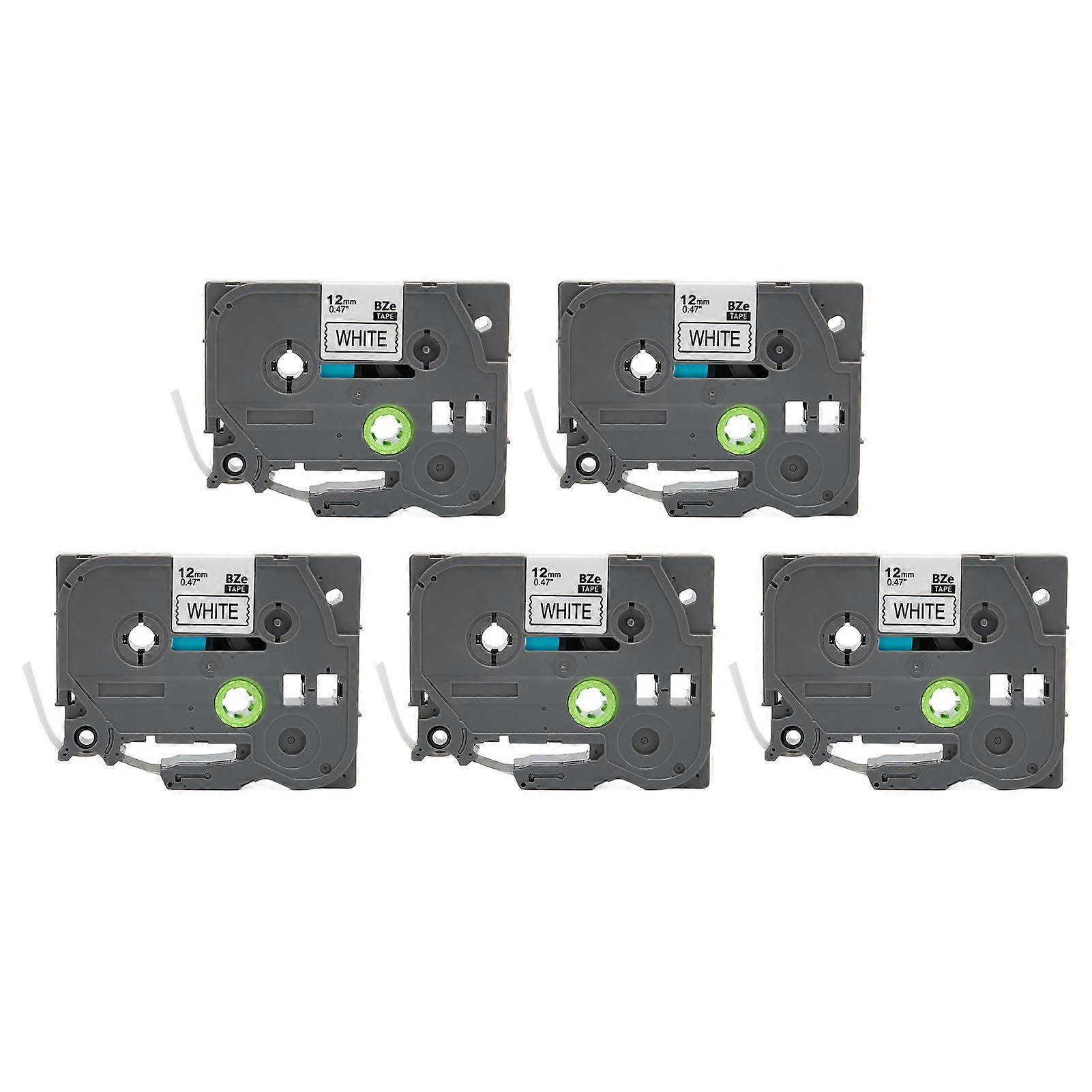 5 Pcs Black On White 12mm Width 8m Length Waterproof Printer Label Maker Tape P Touch for PT D210