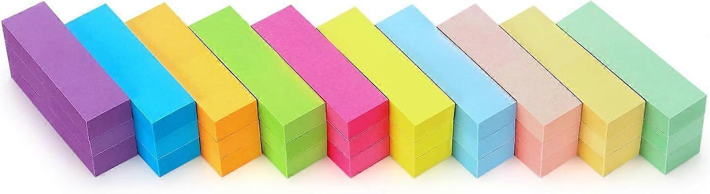 30 Pads 0.6x2 Inch Sticky Notes Flags Tabs Page Markers 10 Bright Color Sticky