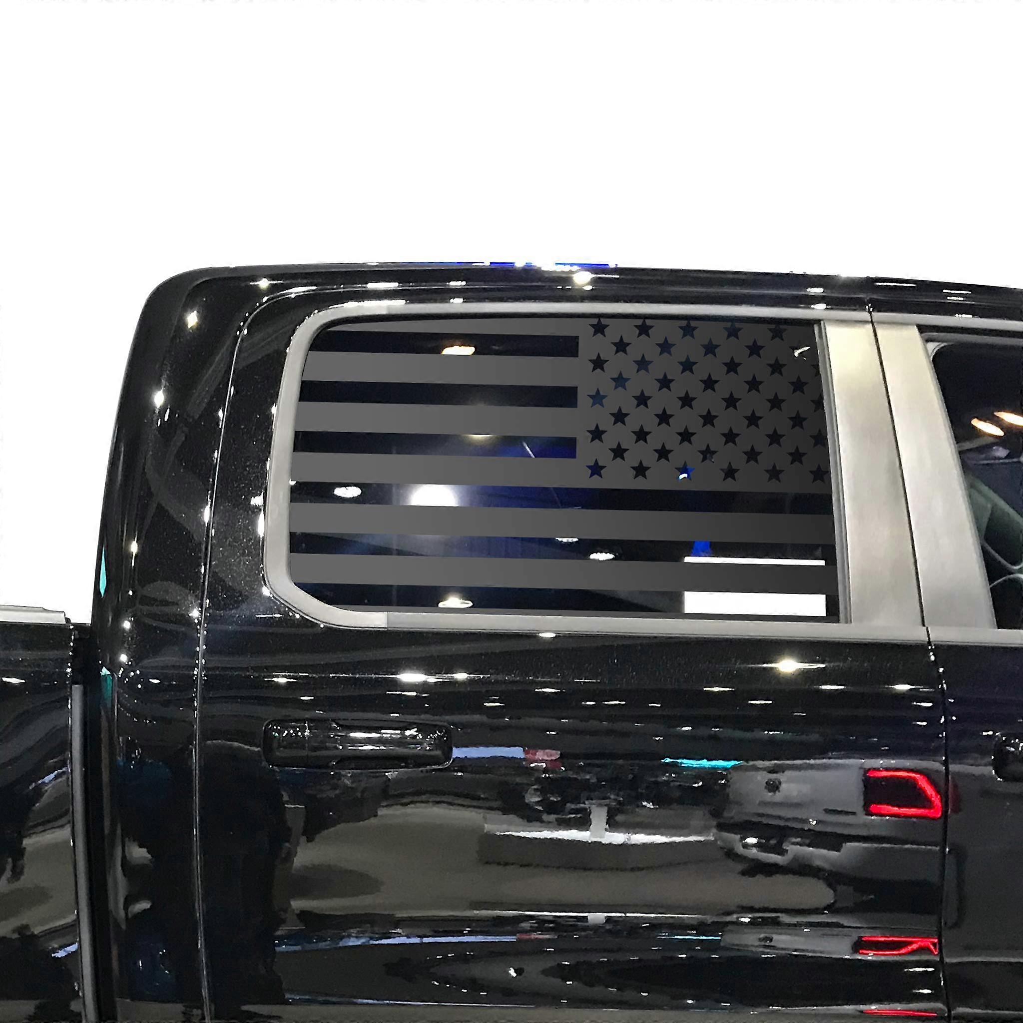USA Flag Decals For 2019-2023 Ram 1500 Rebel Crew Cab Rear Door Windows Custom Design QR1-RC2.A