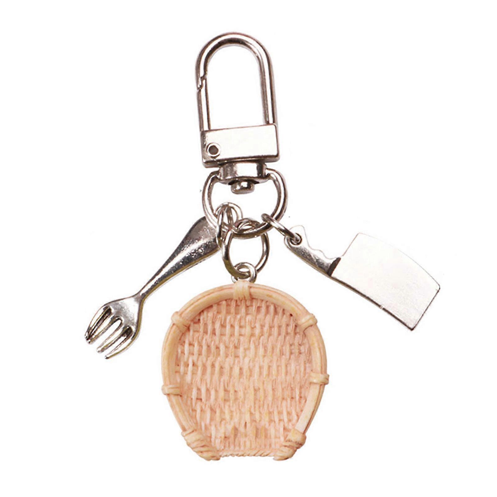Mini Dustpan Pendant Keyring Chinese Style Beaded Key Chain Jewelry for Women Lightweight and Fashionable Bag Charm