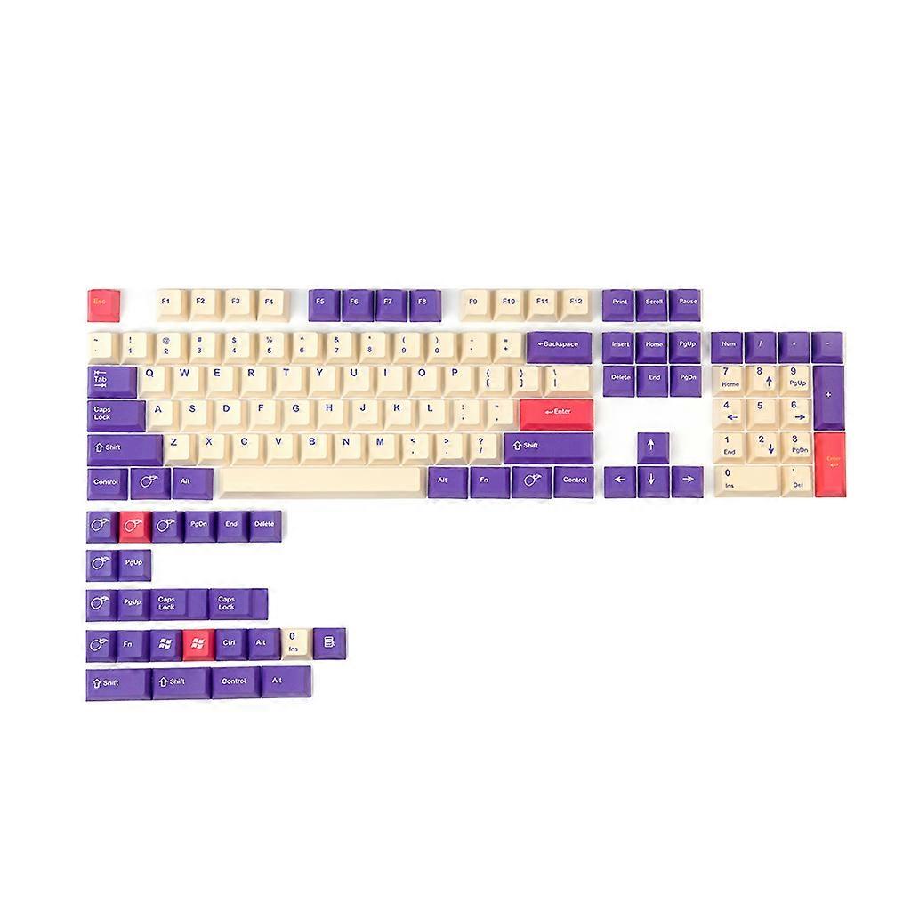 128 Keys 5-Side Dye Sub Keycap Thick PBT Keycaps Set Cherry Profile Plum Theme For MX Switches Mechanical Keyboard