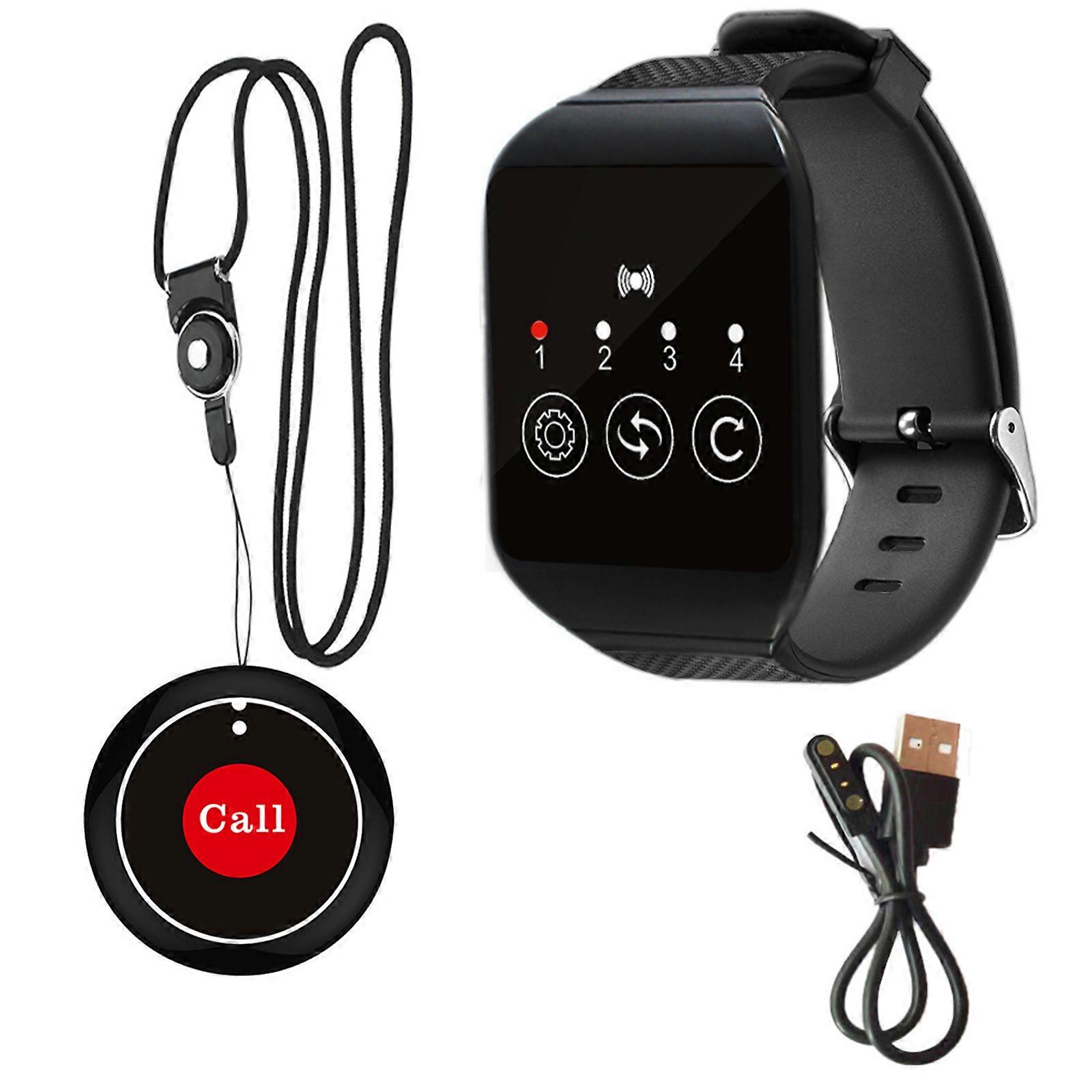 Multifuntional Wireless Call System Emergency Button Watch Assistance Pager Emergency Alert Watch for Care Providers