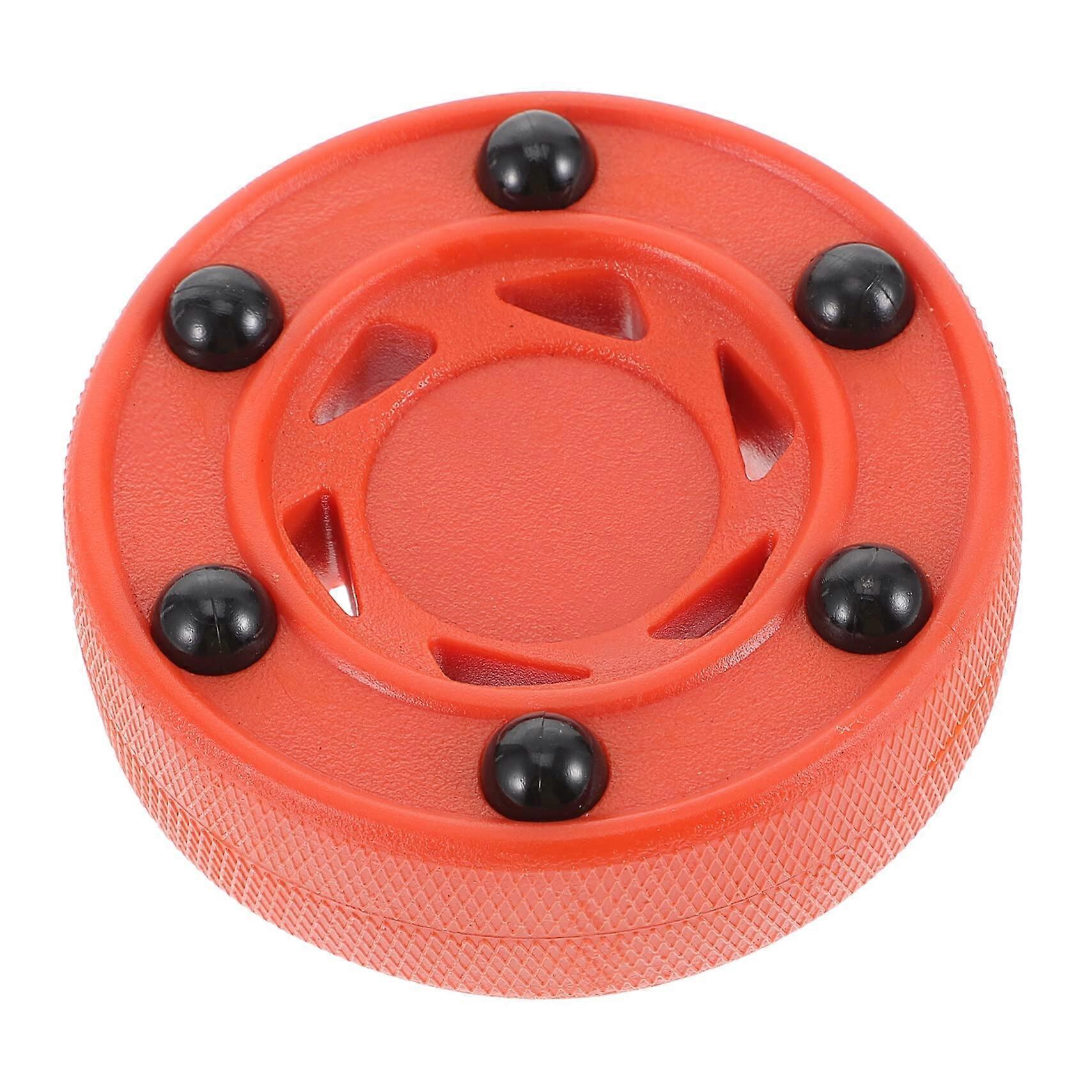 2 Pieces Roller Puck Indoor Hockey Puck 7.5x2.5CM Red PVC Training Puck for Street and Inline Hockey Exercise