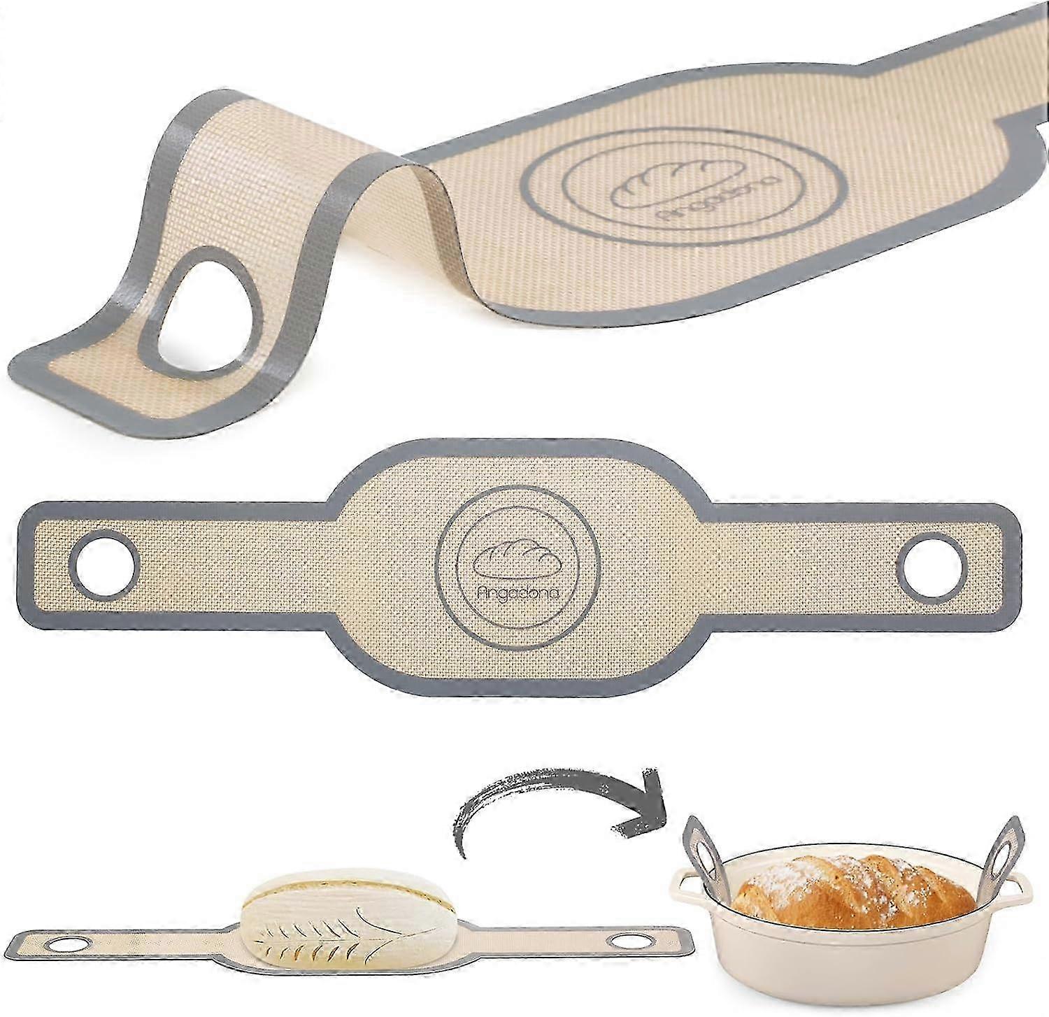 Non-Stick Silicone Bread Sling for Dutch Oven - Reusable Oval Baking Mat with Handles for Sourdough Bread