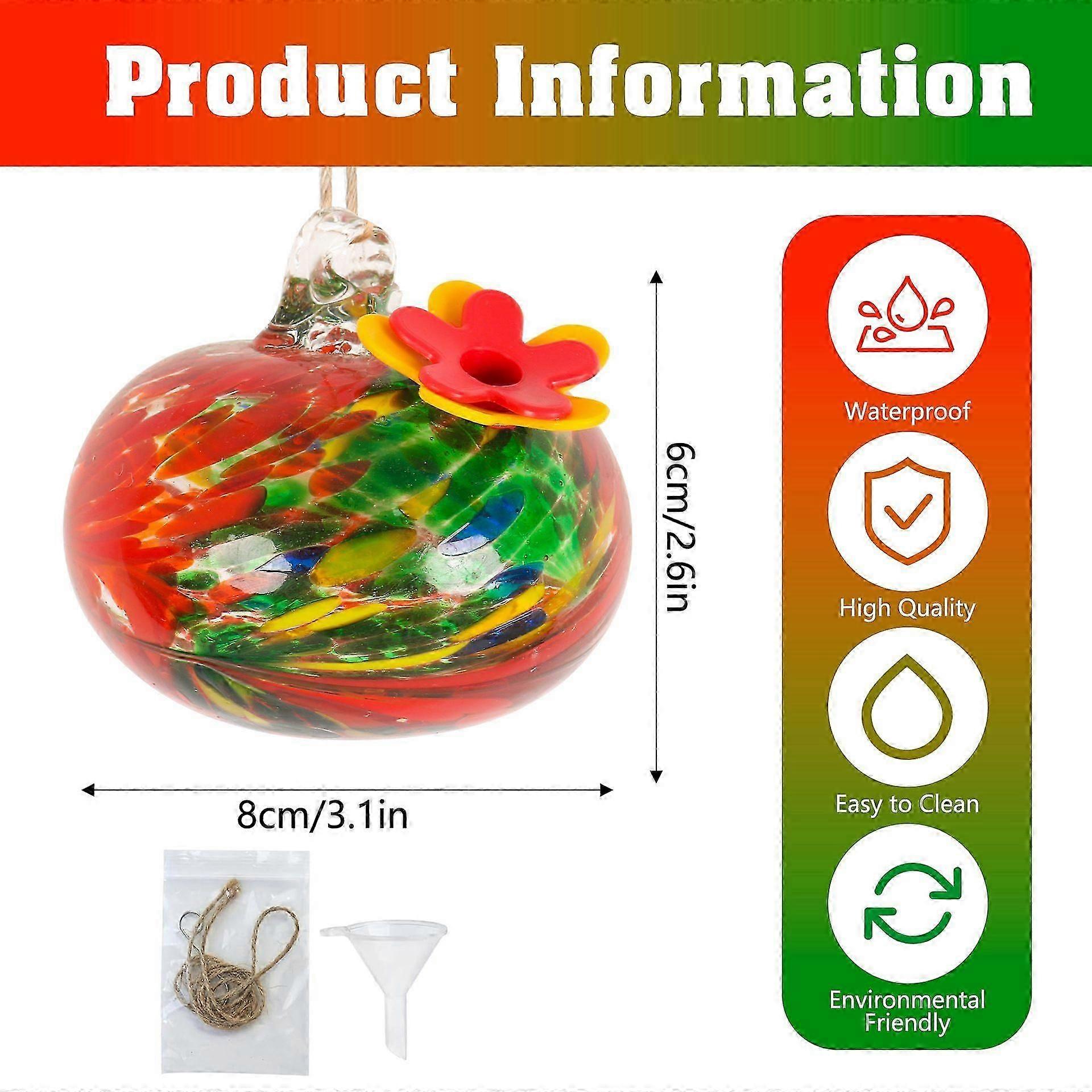 Small Hummingbird Feeder for Outdoors,Hand Blown Glass Humming Bird Feeders with Perch,Leak-Proof,Perfect for Windows, Gardens, Patios & Backyard